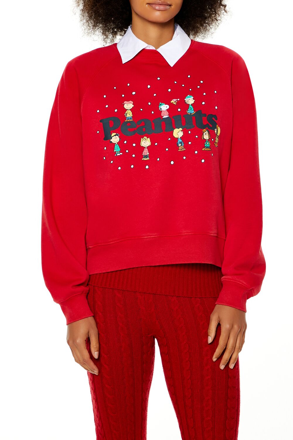  Forever 21 Peanuts Graphic Fleece Pullover - red multi - Bonton