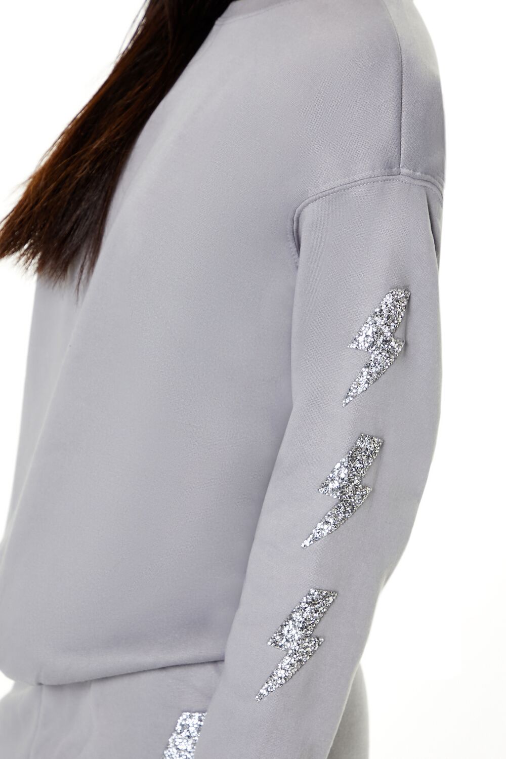  Forever 21 Glitter Lightning Bolt Pullover - grey multi - Bonton