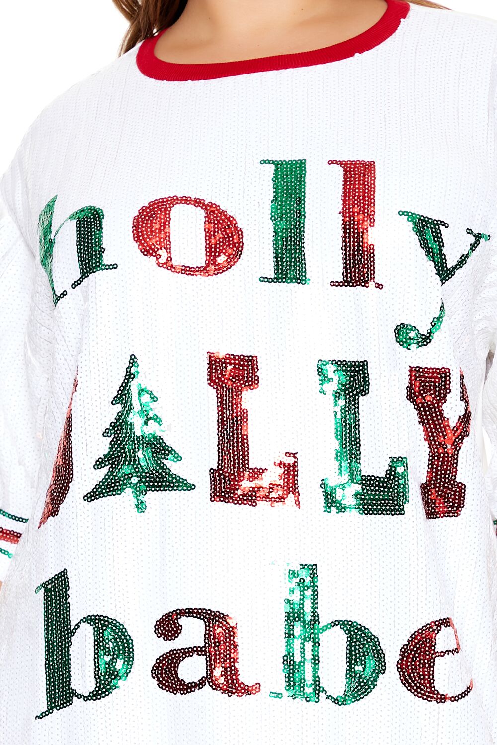 Forever 21 Plus Size Sequin Jolly Babe T-Shirt Dress - white-multi - Bonton
