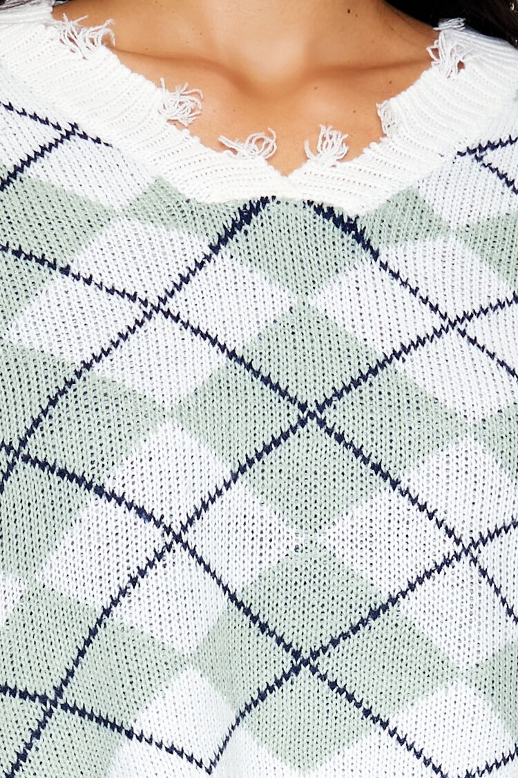  Forever 21 Cropped Argyle Sweater - green multi - Bonton