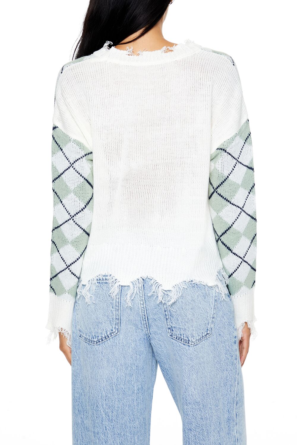  Forever 21 Cropped Argyle Sweater - green multi - Bonton