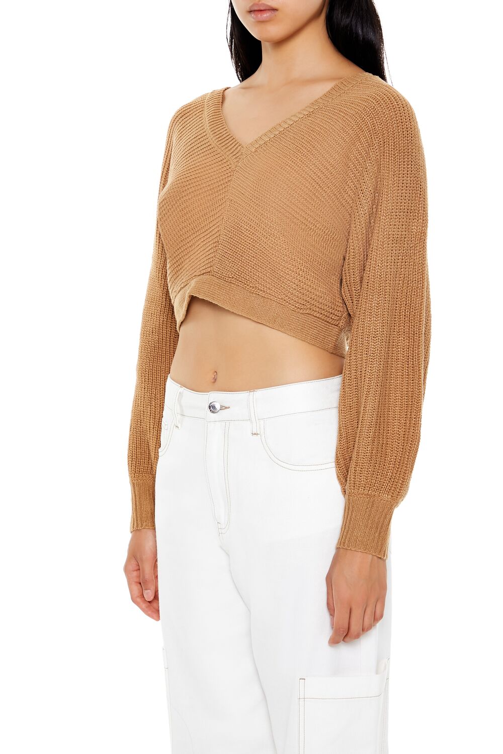  Forever 21 Open-Back Cropped Sweater - brown - Bonton