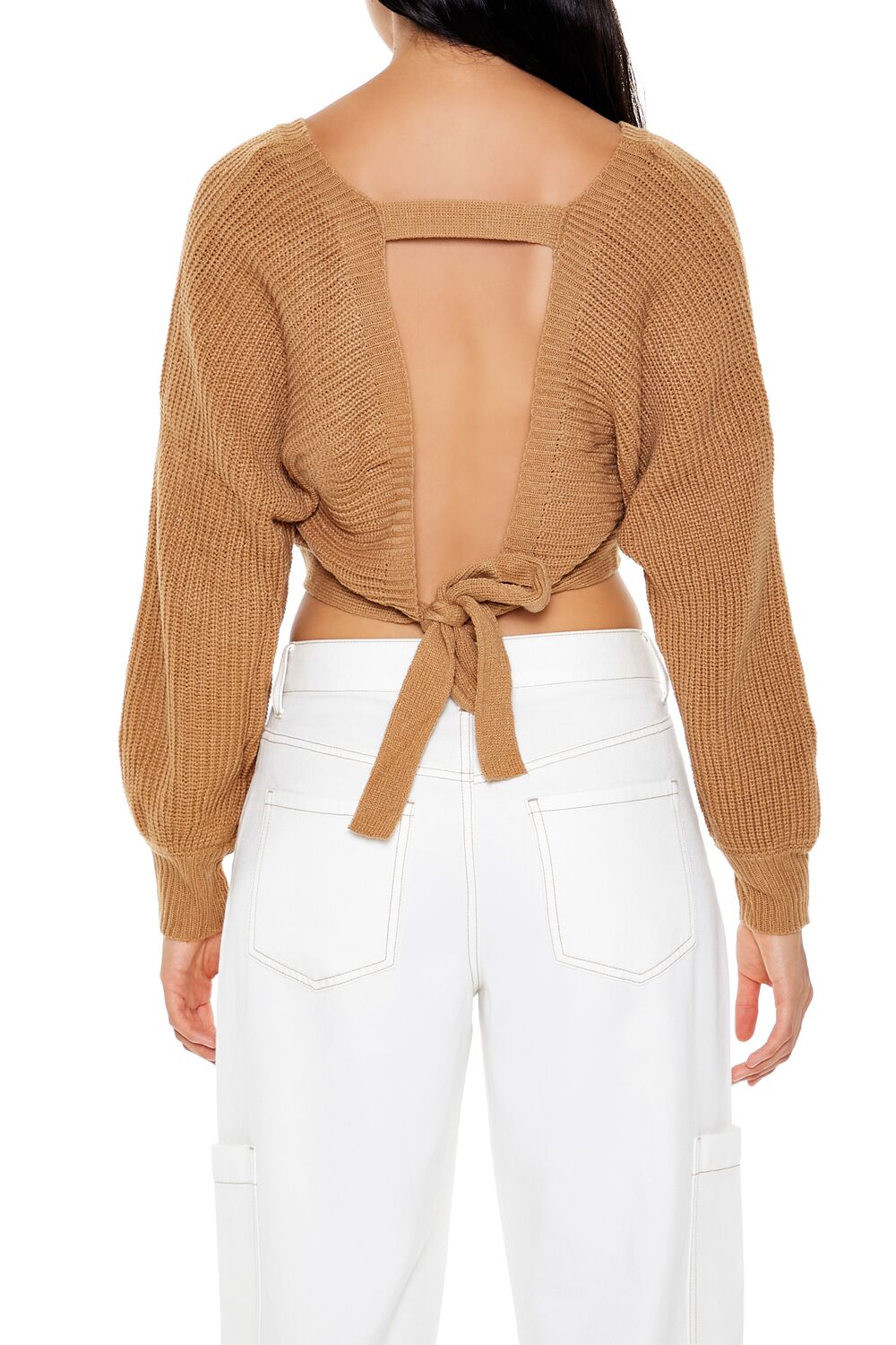  Forever 21 Open-Back Cropped Sweater - brown - Bonton
