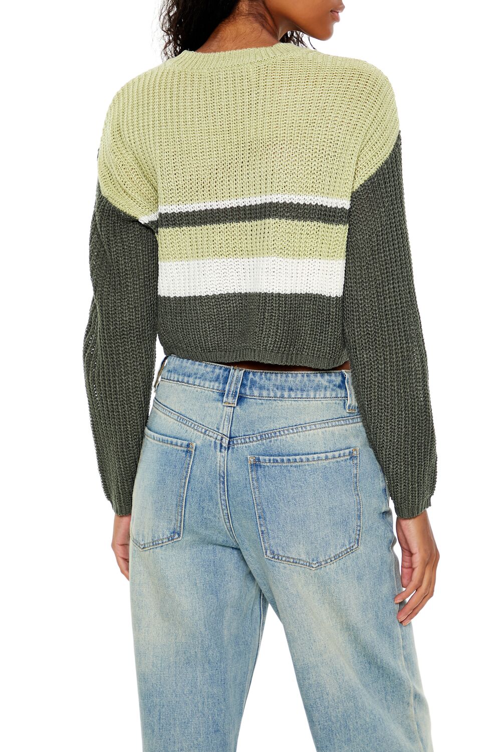  Forever 21 Colorblock Cropped Sweater - brown multi - Bonton