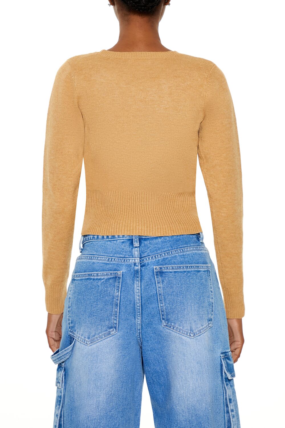  Forever 21 Cropped Lattice Sweater - white - Bonton