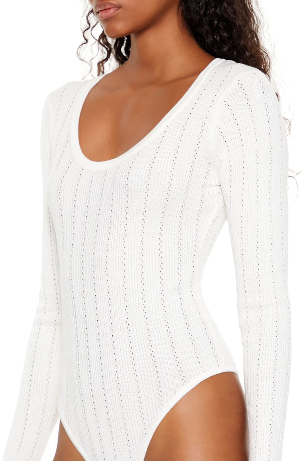  Forever 21 Sweater-Knit Thong Bodysuit - cream - Bonton