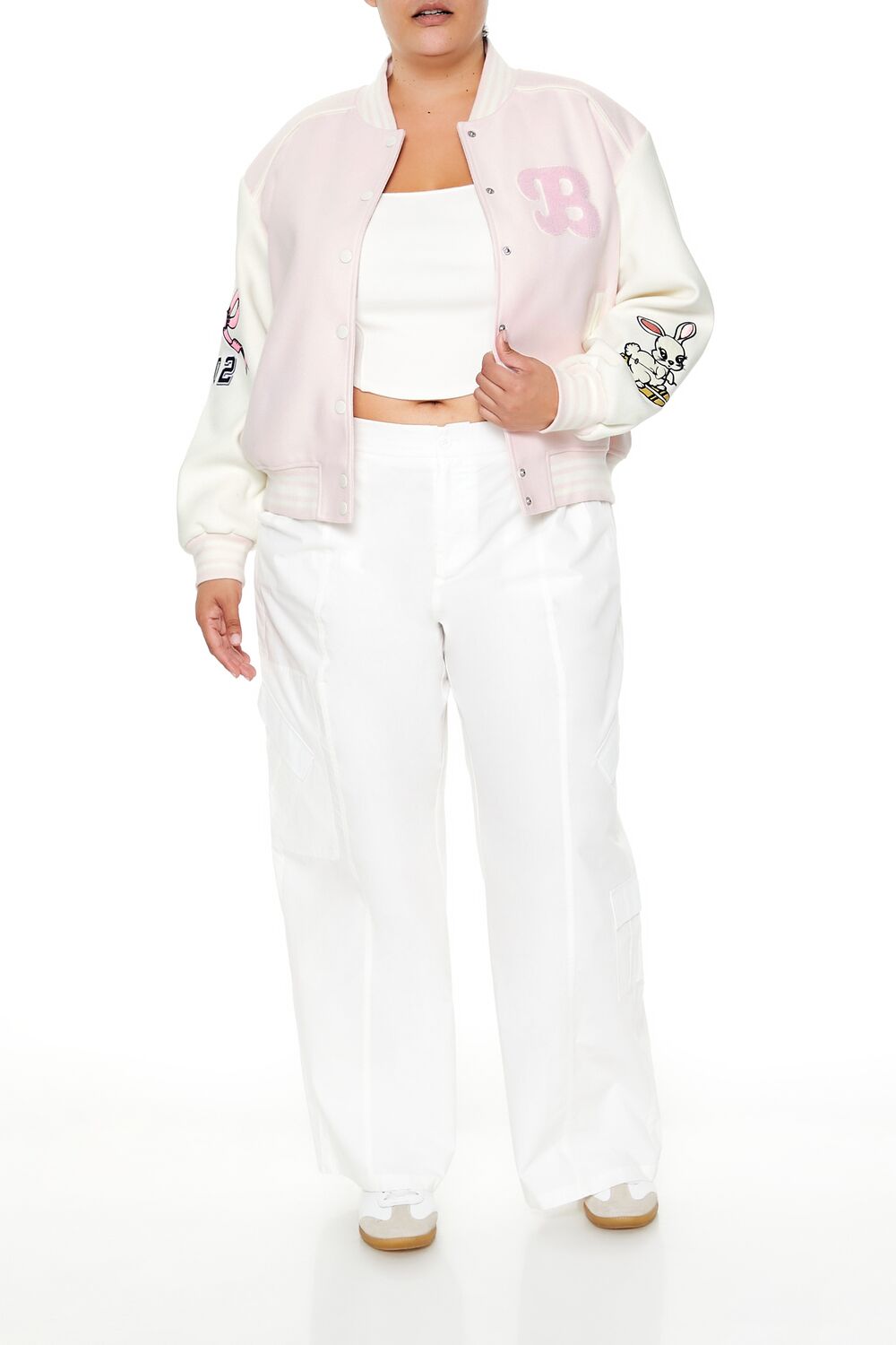  Forever 21 Plus Size Bunny Bomber Jacket - pink-multi - Bonton