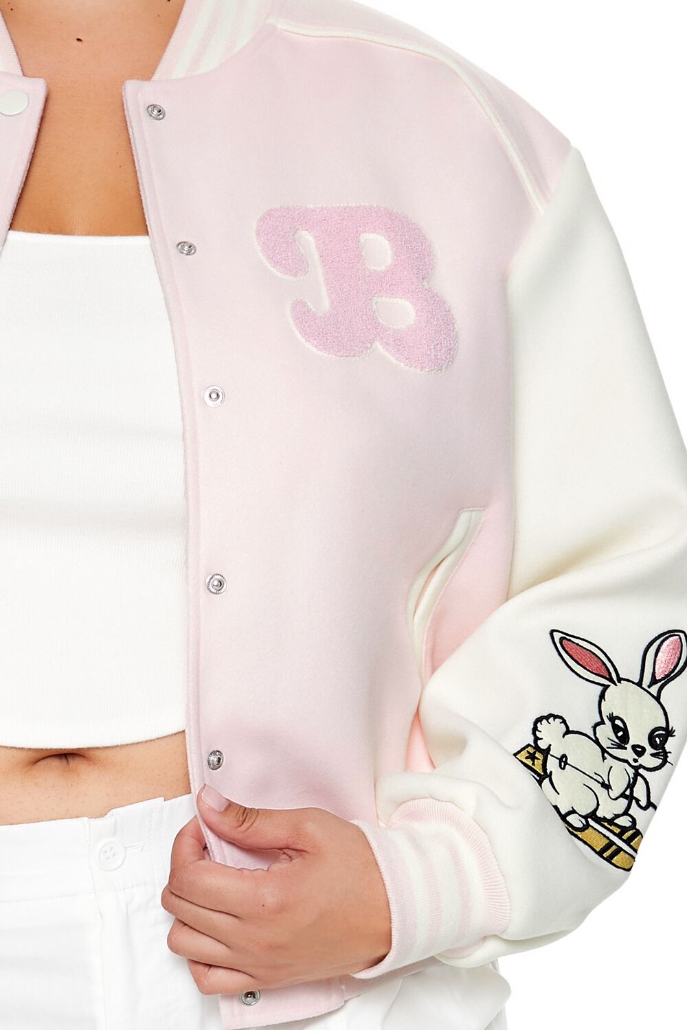  Forever 21 Plus Size Bunny Bomber Jacket - pink-multi - Bonton