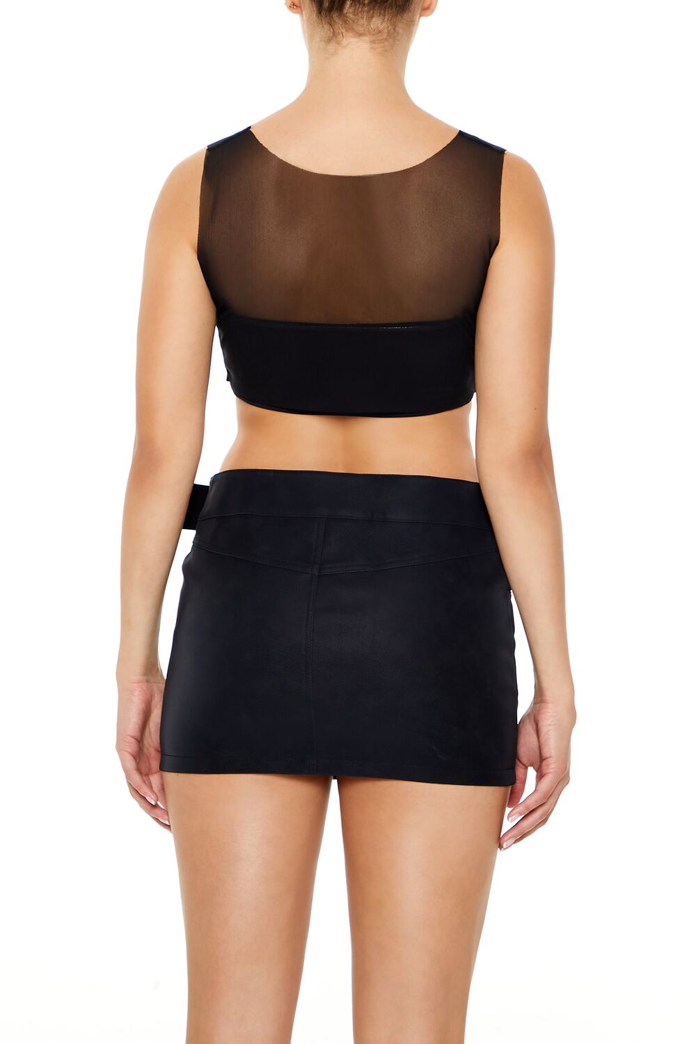  Forever 21 Mesh Faux Gem Crop Top - black - Bonton
