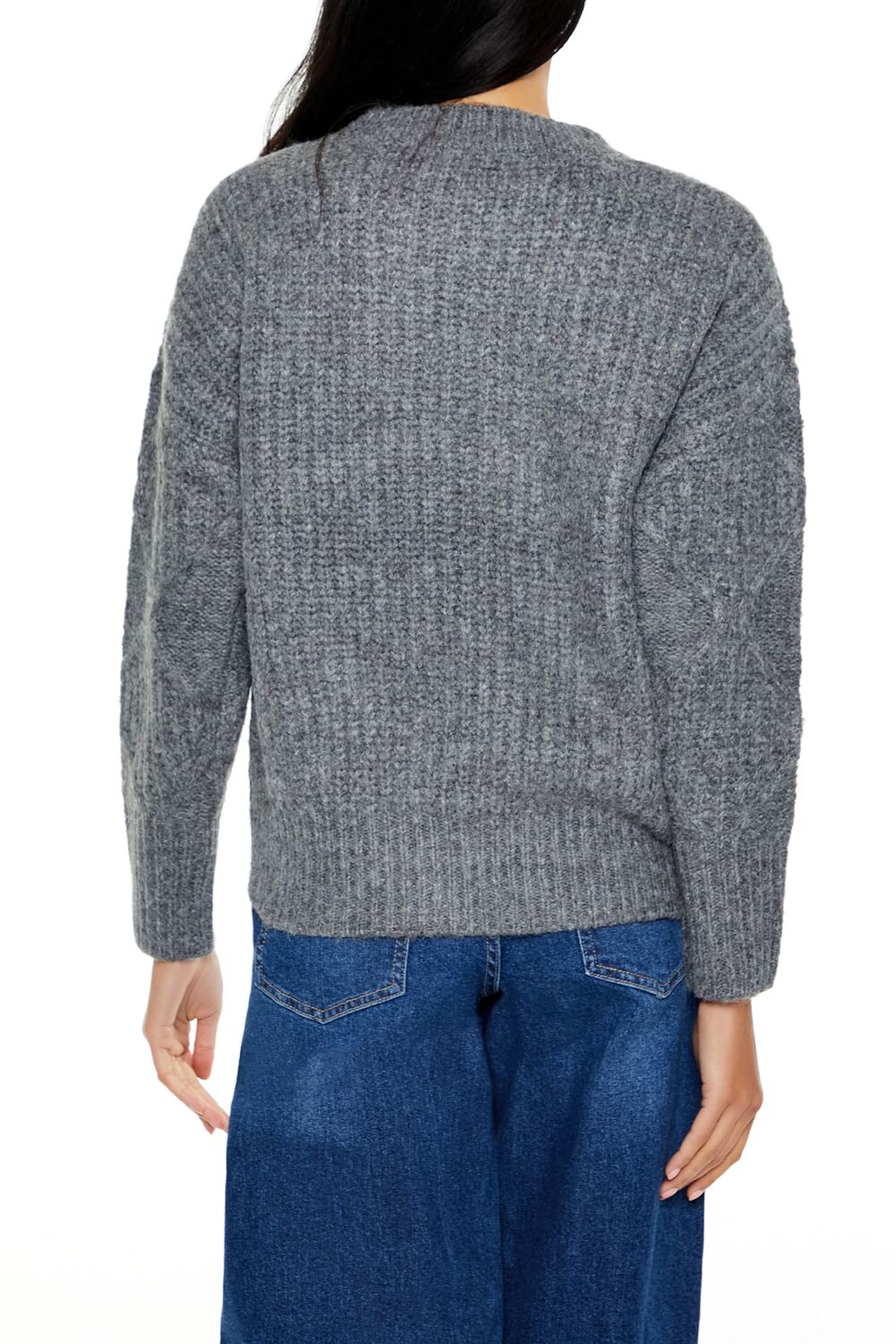  Forever 21 Textured Marled Knit Sweater - dark grey multi - Bonton