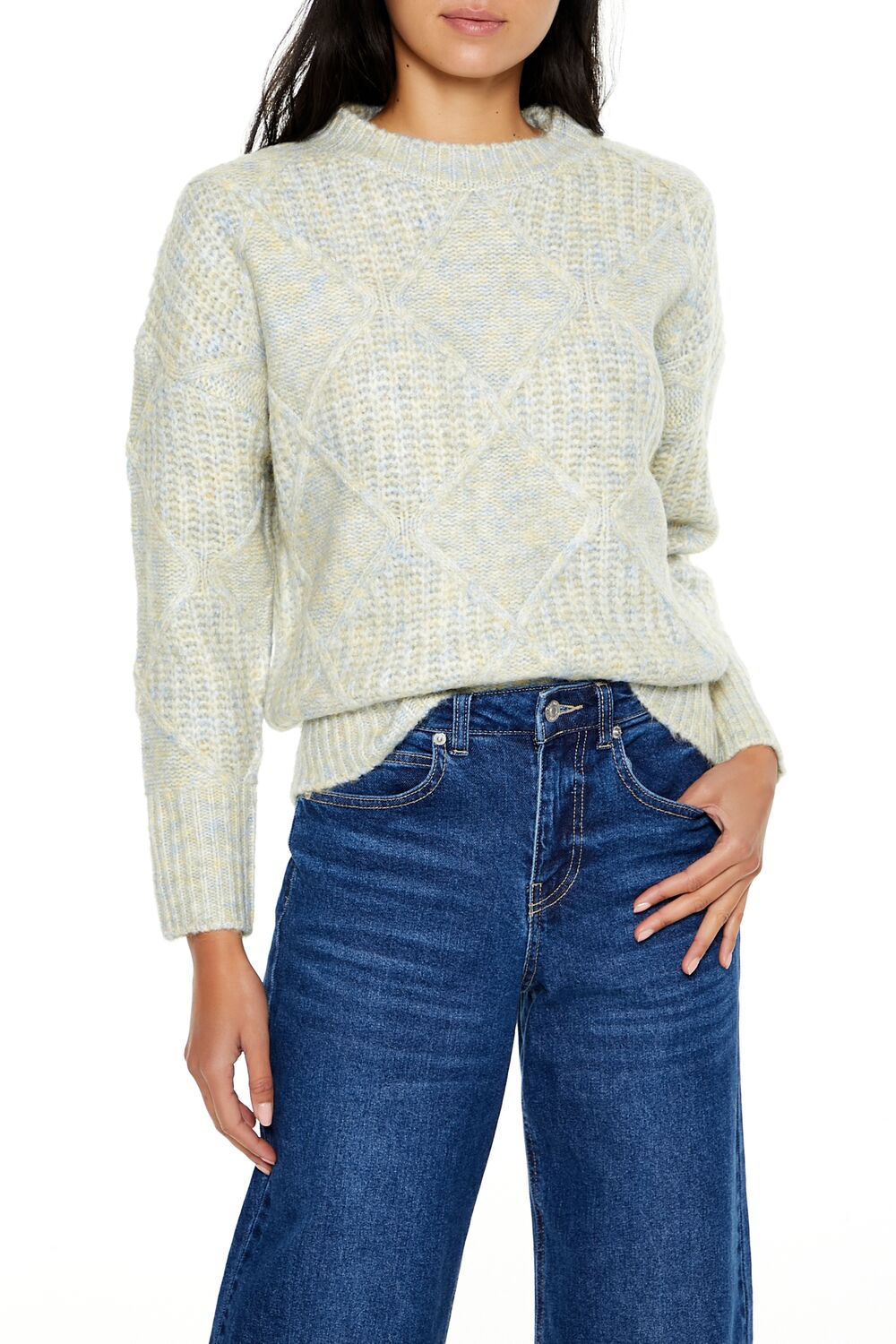  Forever 21 Textured Marled Knit Sweater - dark grey multi - Bonton