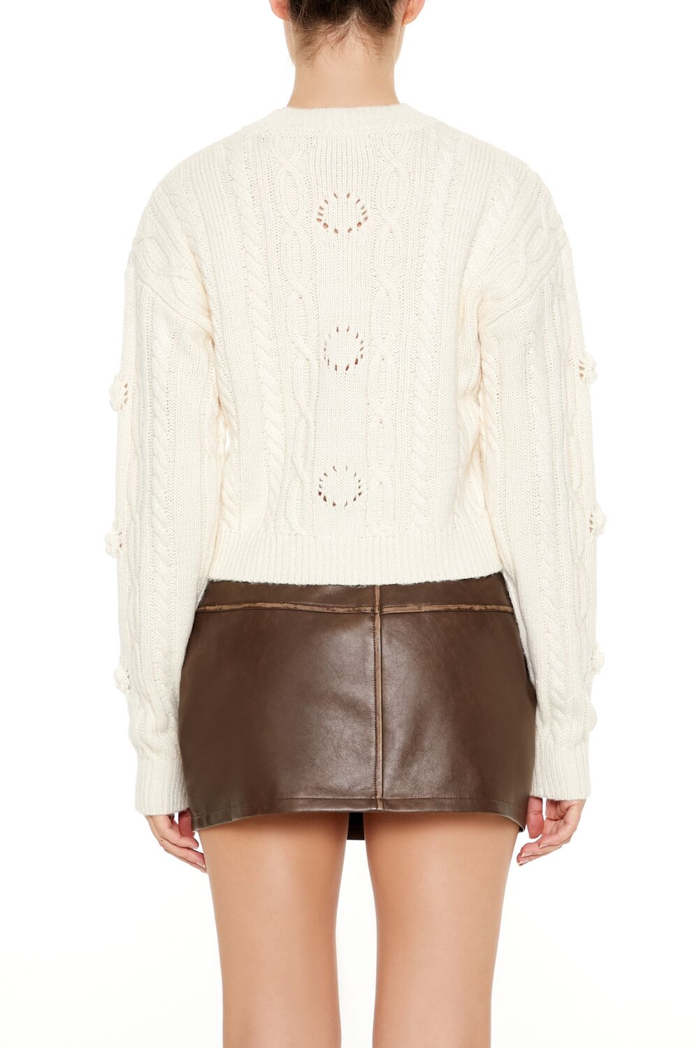  Forever 21 Rosette Cable Knit Sweater - egret - Bonton
