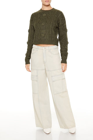 Rosette Cable Knit Sweater