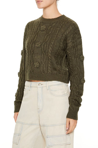 Rosette Cable Knit Sweater