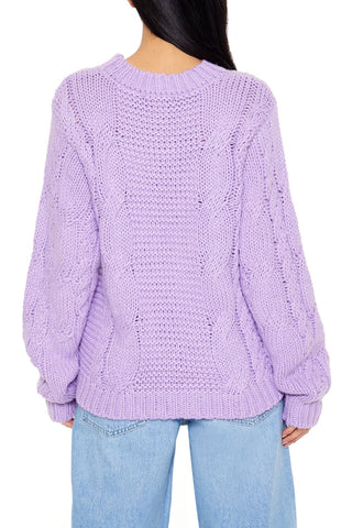 Ribbed-Trim Cable Knit Sweater