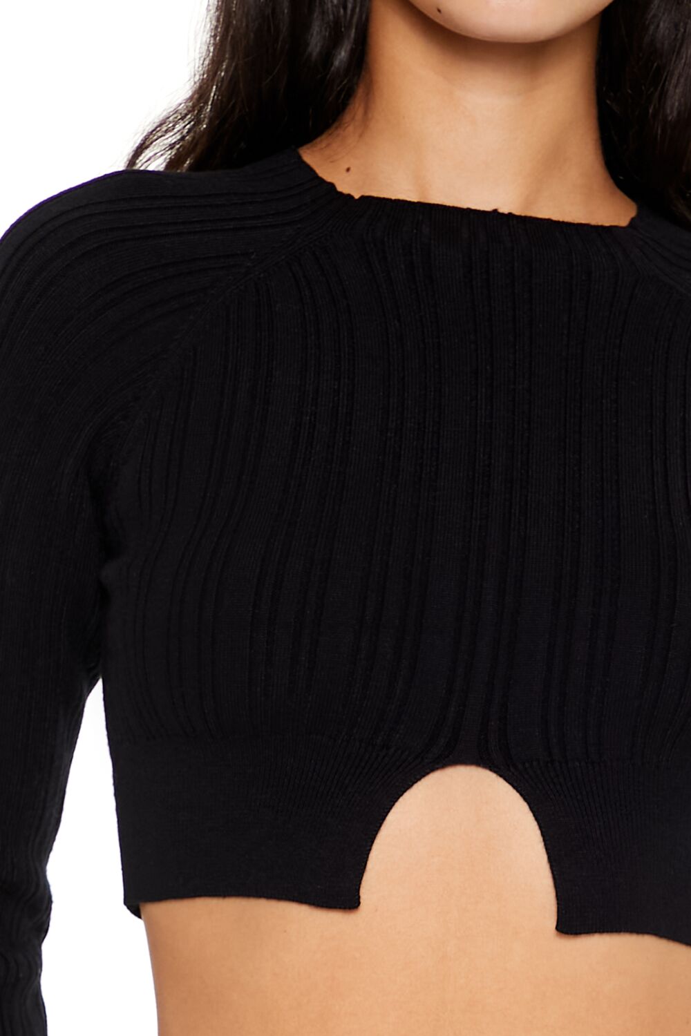 Forever 21 Ribbed Cutout Sweater - black - Bonton