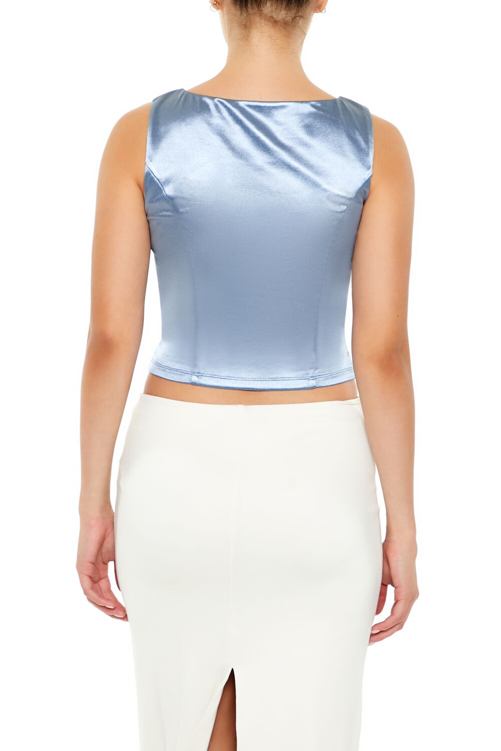  Forever 21 Sleeveless Satin Tank Top - black - Bonton