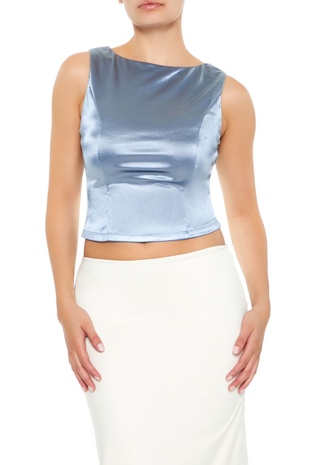  Forever 21 Sleeveless Satin Tank Top - black - Bonton