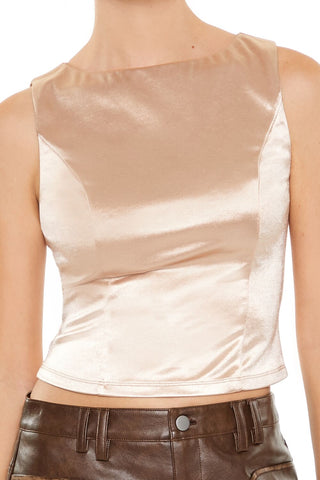 Sleeveless Satin Tank Top