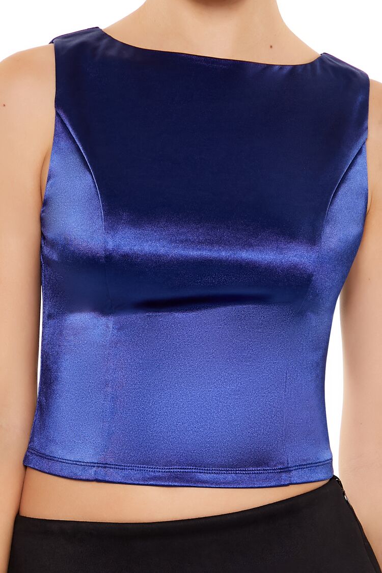  Forever 21 Sleeveless Satin Tank Top - black - Bonton
