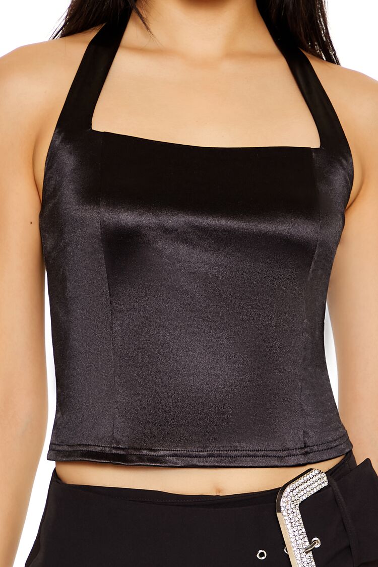  Forever 21 Satin Halter Crop Top - cream - Bonton