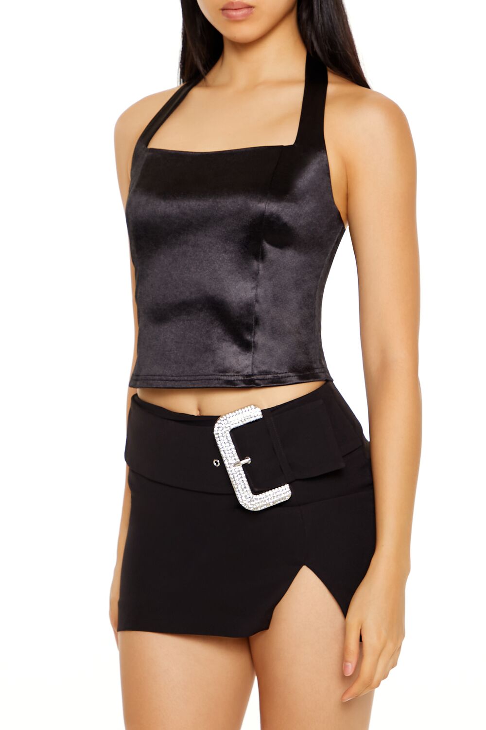  Forever 21 Satin Halter Crop Top - cream - Bonton