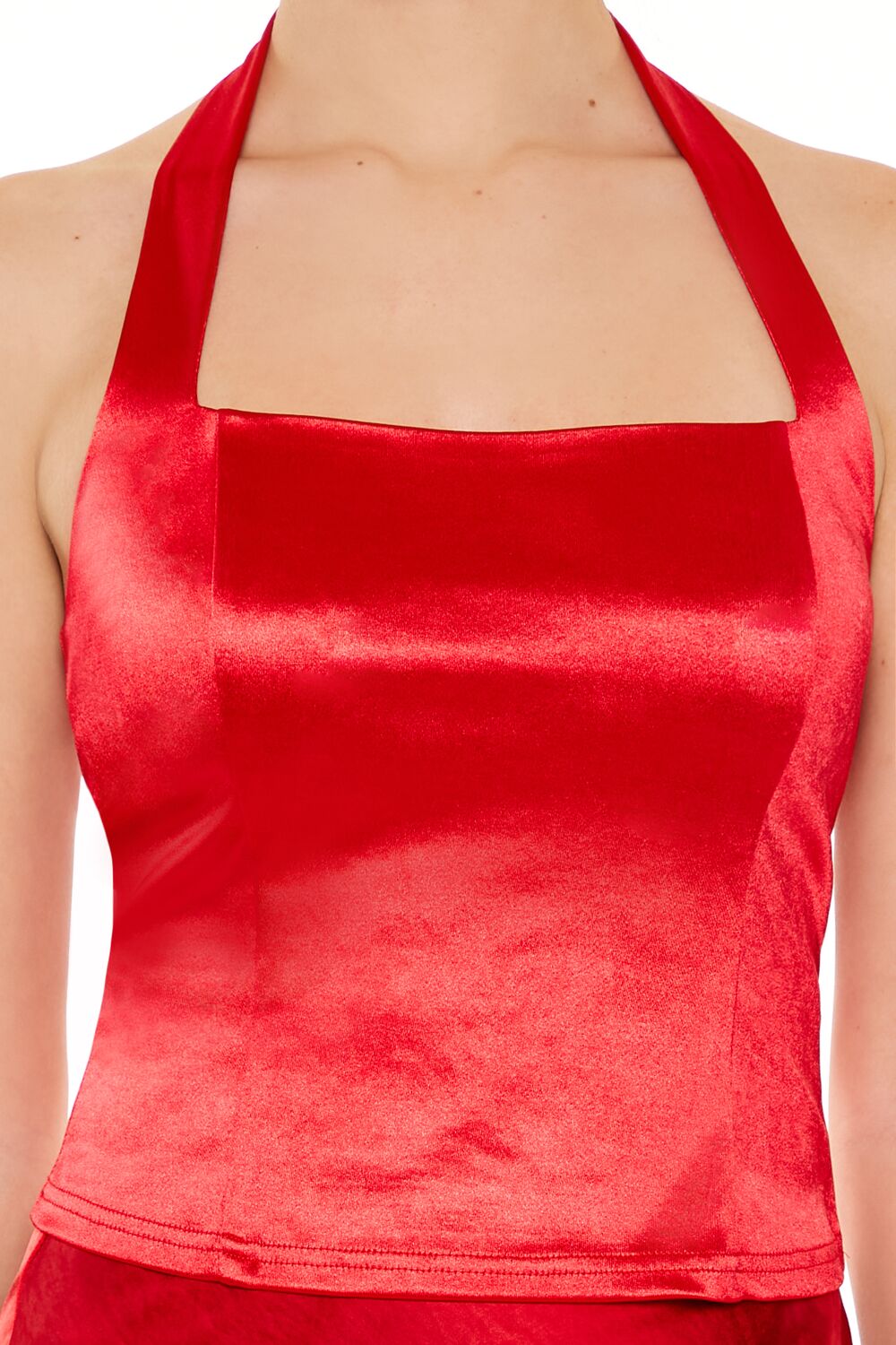  Forever 21 Satin Halter Crop Top - cream - Bonton