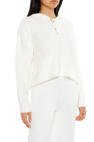 Hooded Lace-Up Sweater