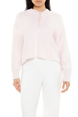 Hooded Lace-Up Sweater