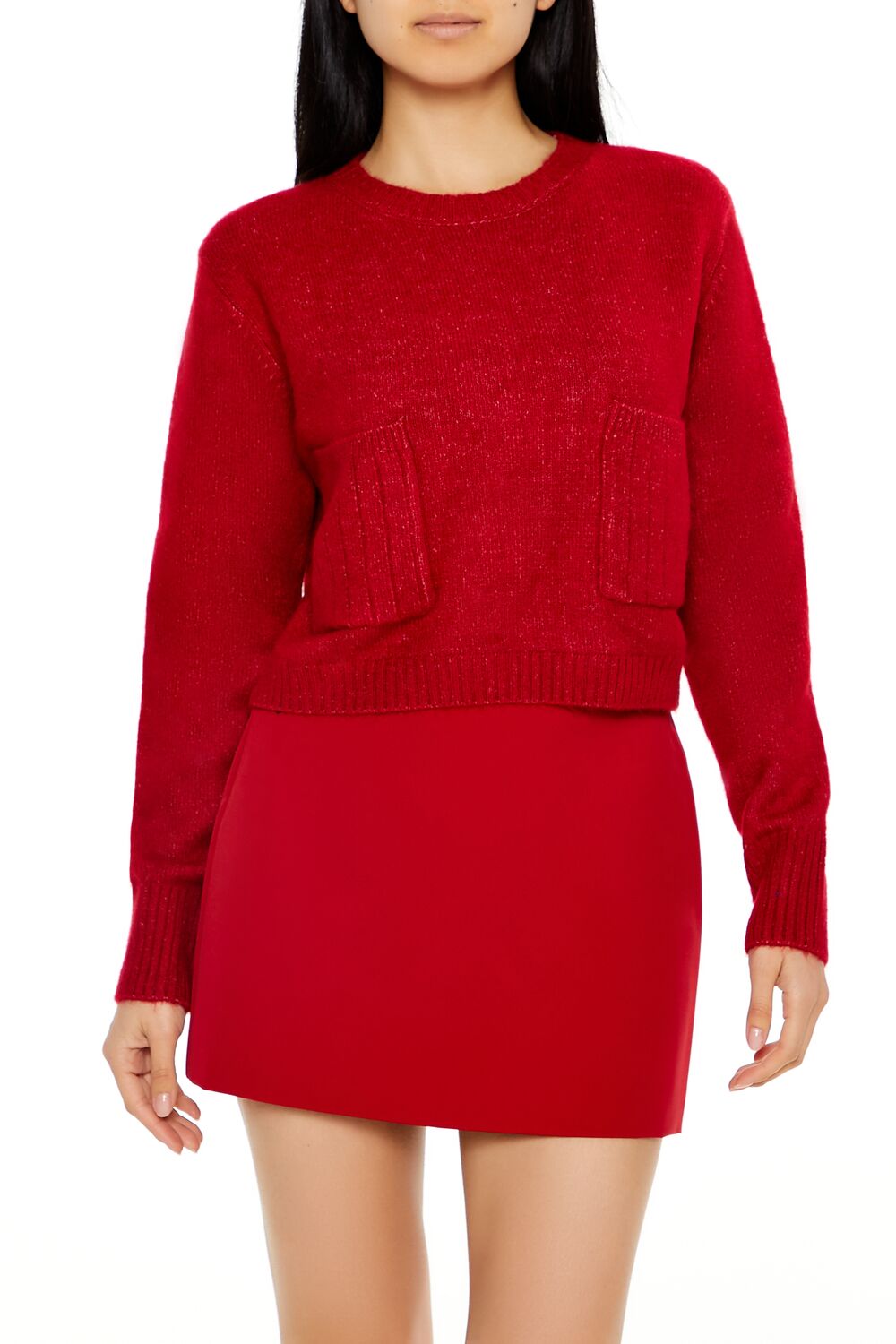  Forever 21 Cropped Crew Sweater - black - Bonton