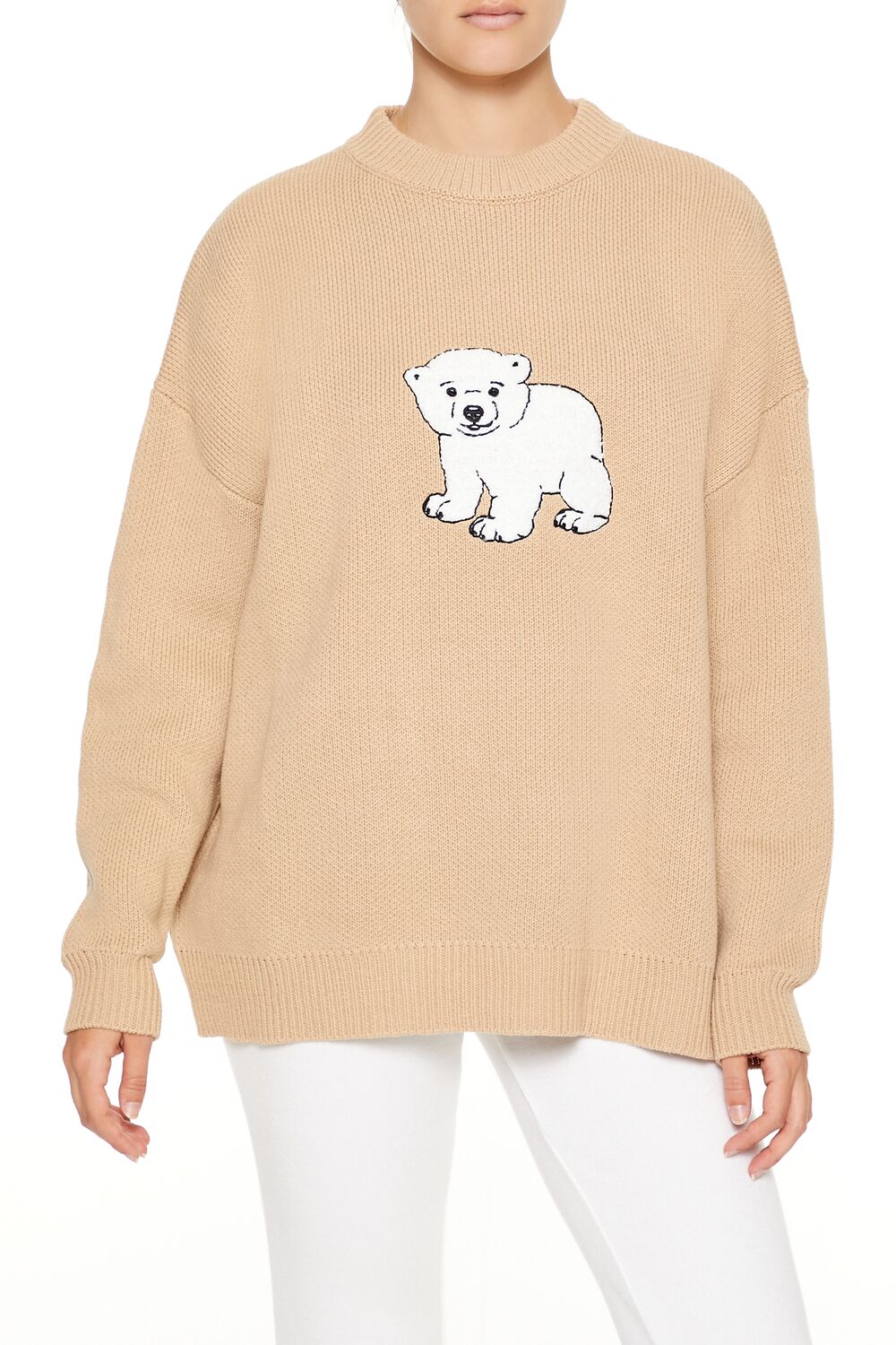  Forever 21 Polar Bear Crew Sweater - brown white - Bonton