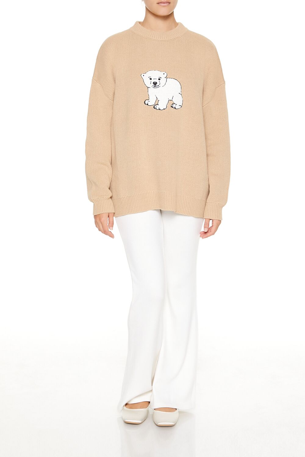  Forever 21 Polar Bear Crew Sweater - brown white - Bonton