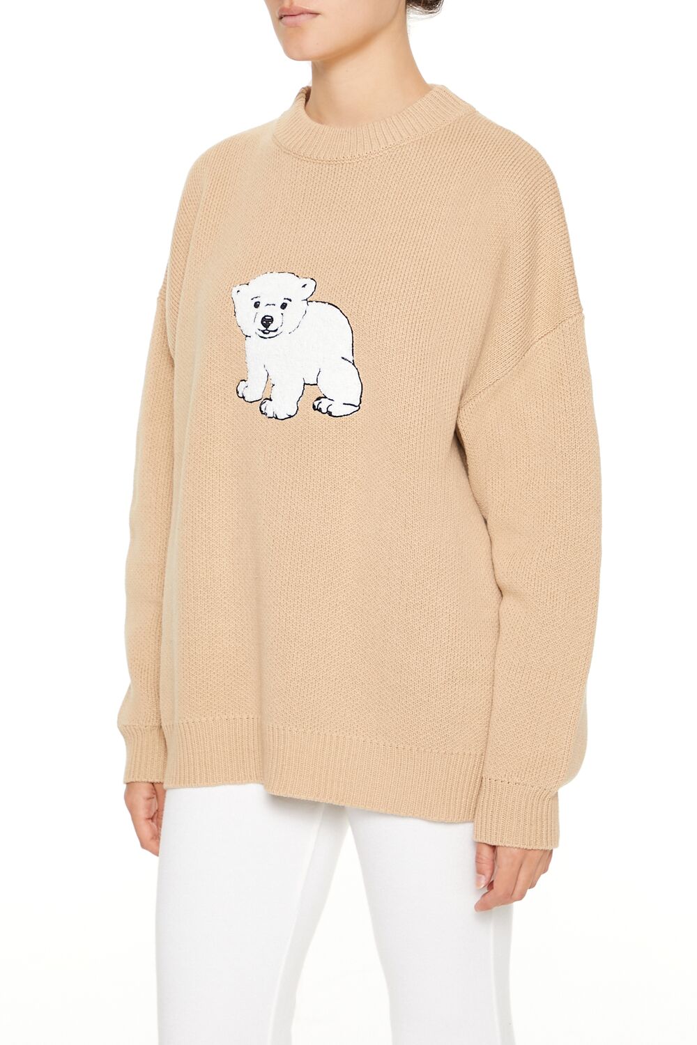  Forever 21 Polar Bear Crew Sweater - brown white - Bonton