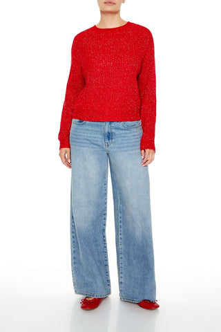 Metallic Knit Raglan Sweater