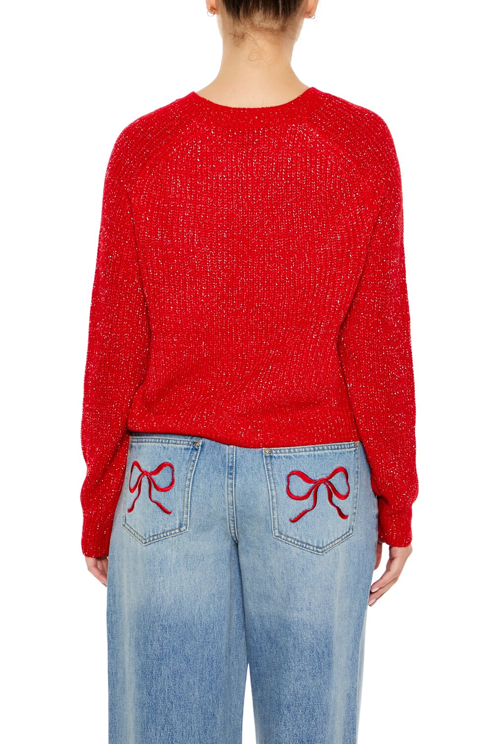  Forever 21 Metallic Knit Raglan Sweater - black - Bonton
