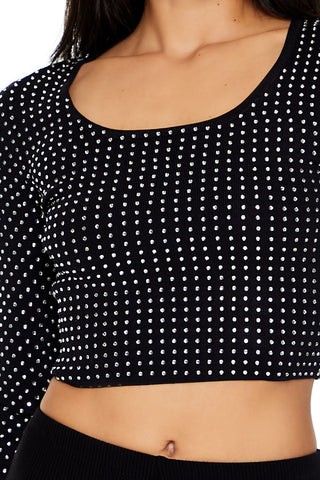 Rhinestone Cropped Sweater