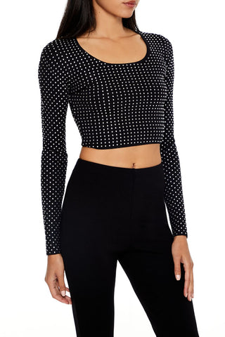 Rhinestone Cropped Sweater
