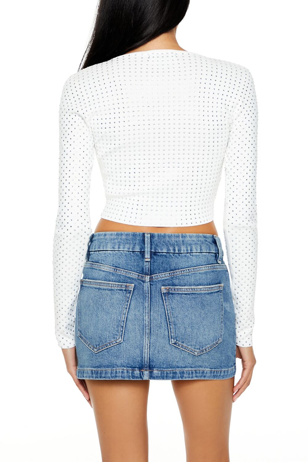  Forever 21 Rhinestone Cropped Sweater - black - Bonton