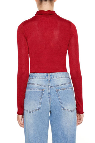 Glitter Knit Turtleneck Crop Top