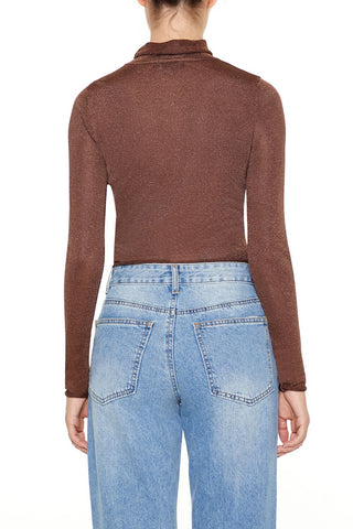 Glitter Knit Turtleneck Crop Top