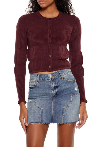 Mixed Knit Cardigan Sweater