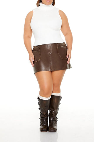 Plus Size Turtleneck Sweater-Knit Tank Top