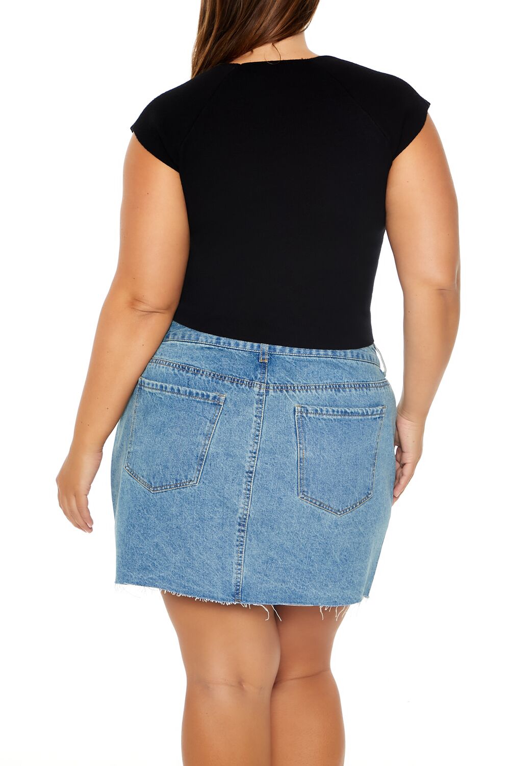  Forever 21 Plus Size Sweater-Knit Bow Crop Top - black - Bonton