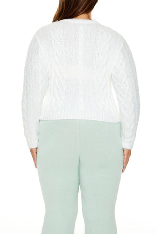 Plus Size Fuzzy Cable Knit Sweater