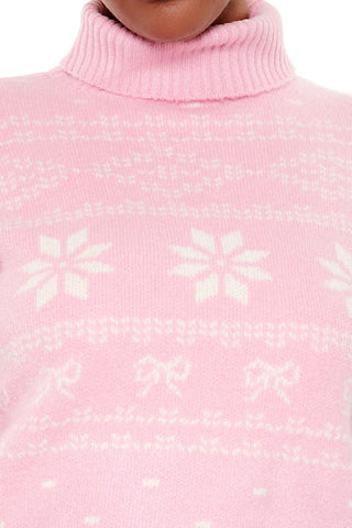 Plus Size Turtleneck Fair Isle Sweater