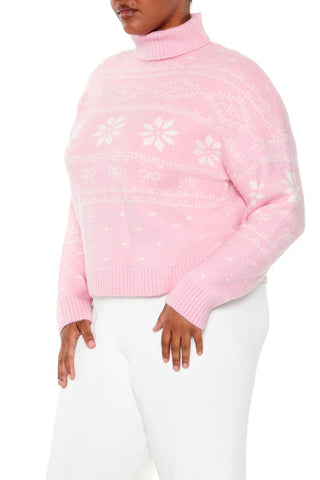 Plus Size Turtleneck Fair Isle Sweater