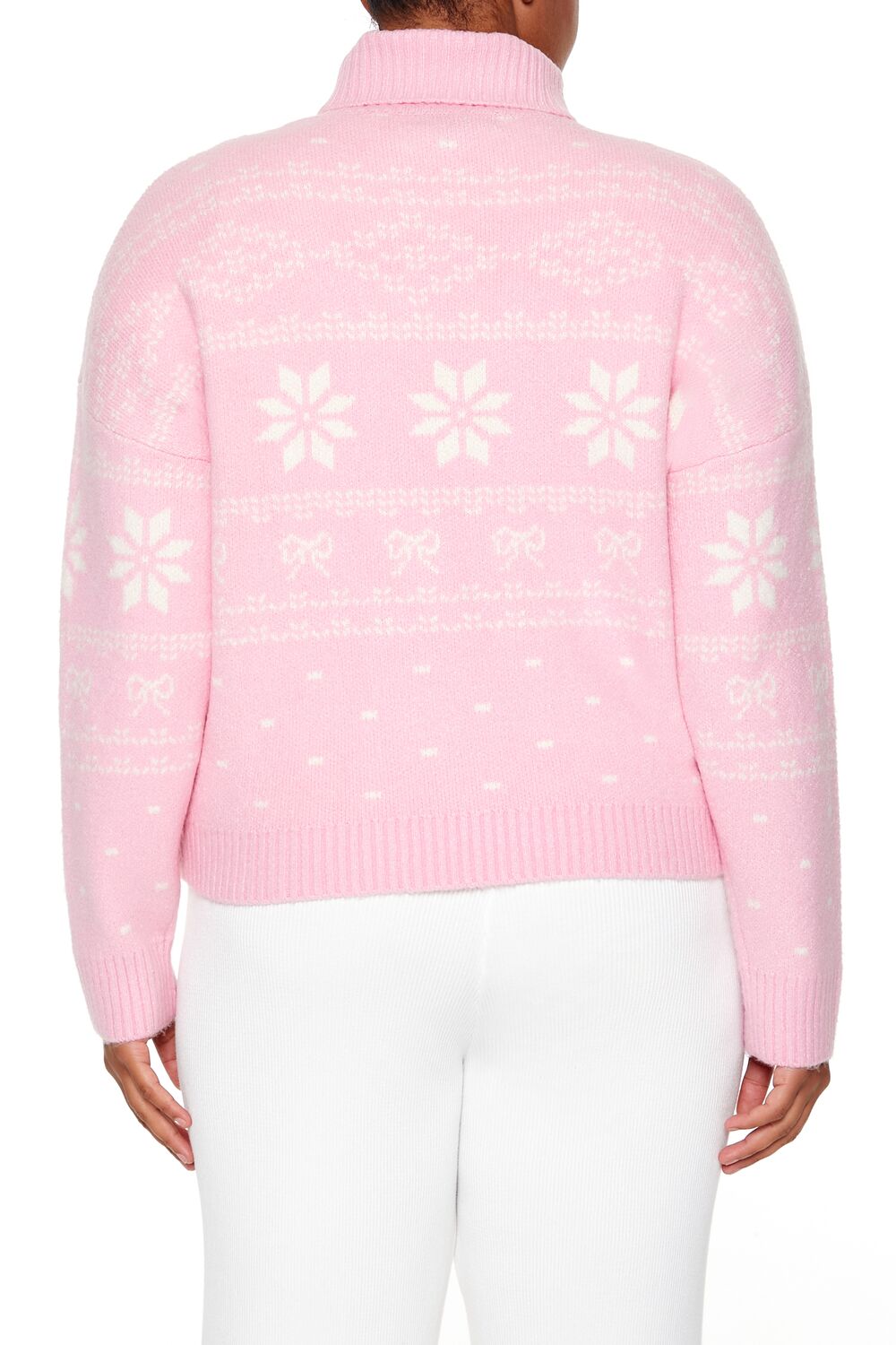  Forever 21 Plus Size Turtleneck Fair Isle Sweater - pink white - Bonton