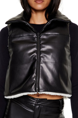 Reversible Faux Shearling & Leather Vest