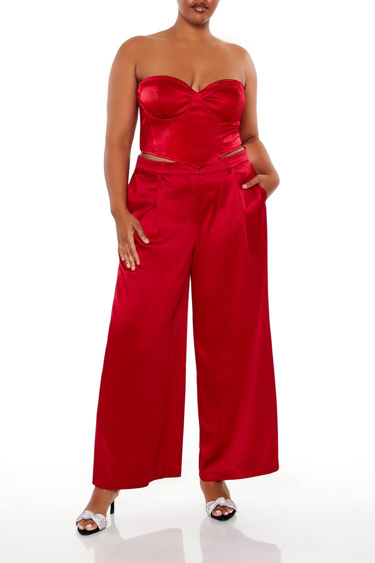  Forever 21 Plus Size Sweetheart Bustier Tube Top - dark red - Bonton