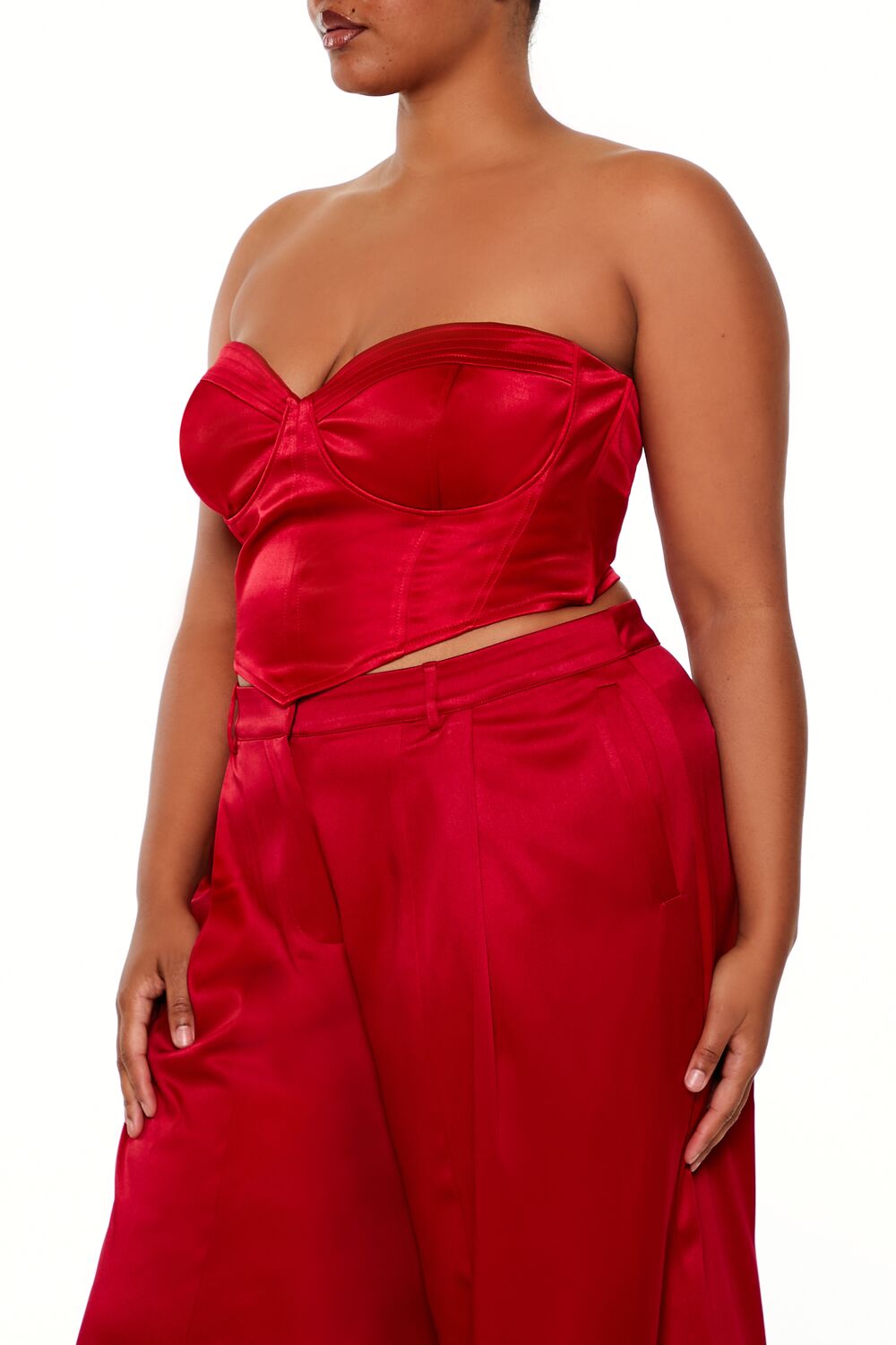 Forever 21 Plus Size Sweetheart Bustier Tube Top - dark red - Bonton